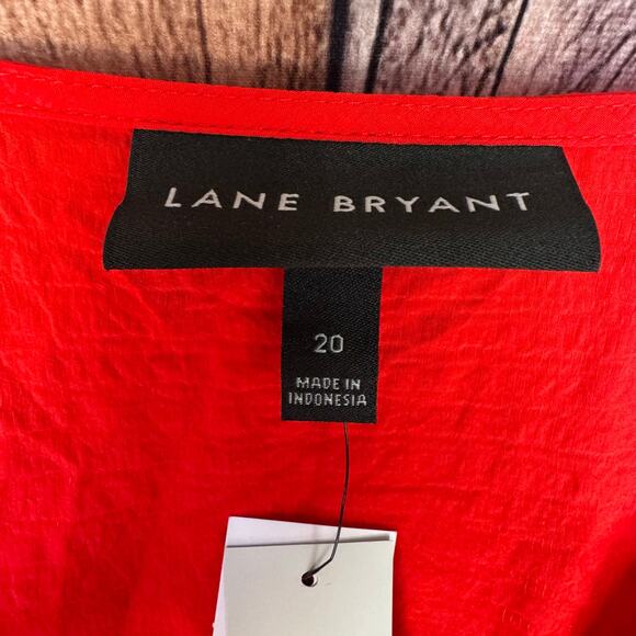 Lane Bryant Top Faux Wrap Red Belt Plus Size 20 NWT Summer Spring Short Sleeve - Picture 8 of 9